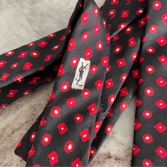 YSL Vintage Mens Tie Silk Yves Saint Laurent Designer - Picture 4 of 7